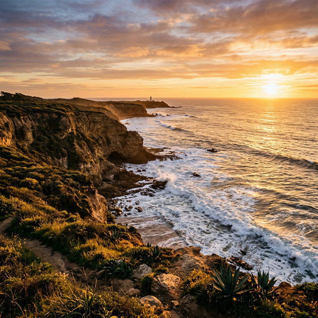 California coastal cliffs at sunset