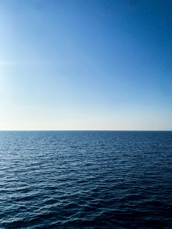 Wide view of the Mediterranean sea horizon from Isola del Giglio